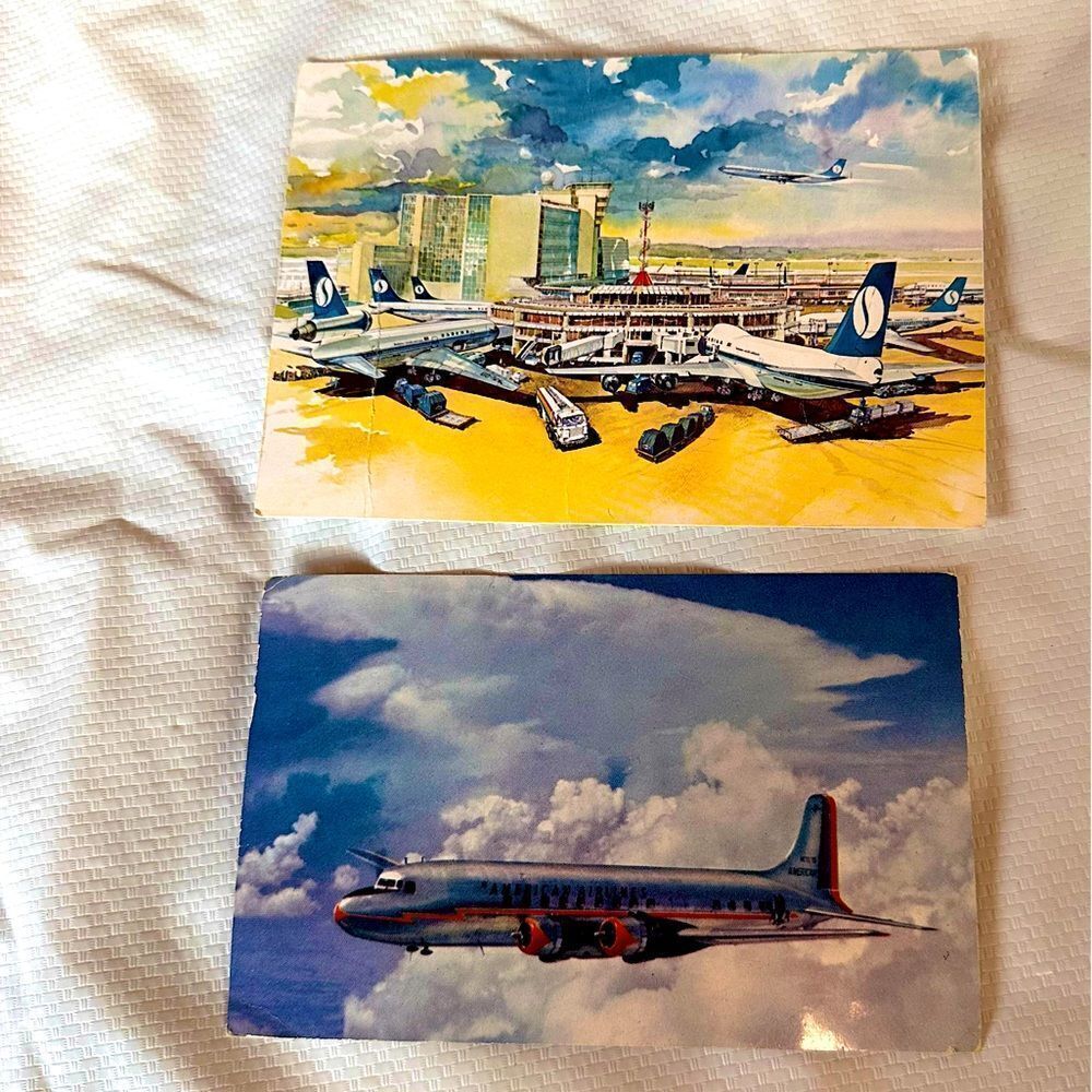 Vintage Airline Postcards-  American Airlines and Sabena Belgian World Airline